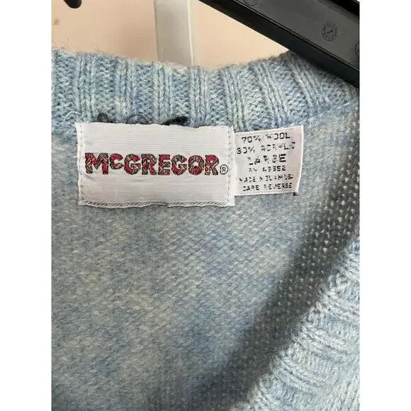 McGregor Light Blue Cable Knit Wool Blend Sweater Vest - Picture 2 of 3